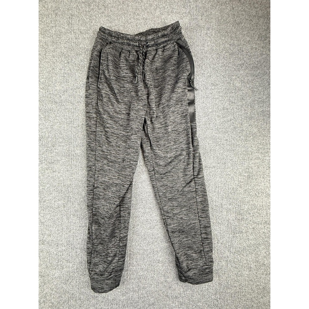 Spalding Pants Mens Medium Gray Jersey Joggers Side Stripe Zip Pocket Athletic